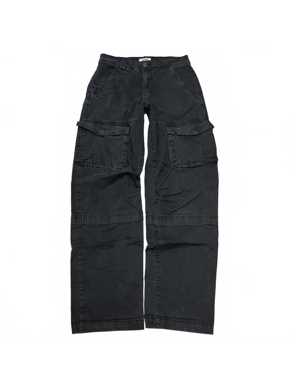 Garage Grunge Faded Black Mid Rise Straight Leg Cargo Pants Sz 3 Punk Gorpcore